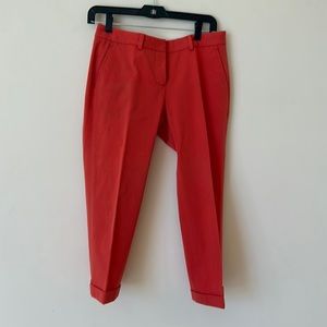 Elie Tahari cotton/poly,elastaine capri, cuffed pants. Orange